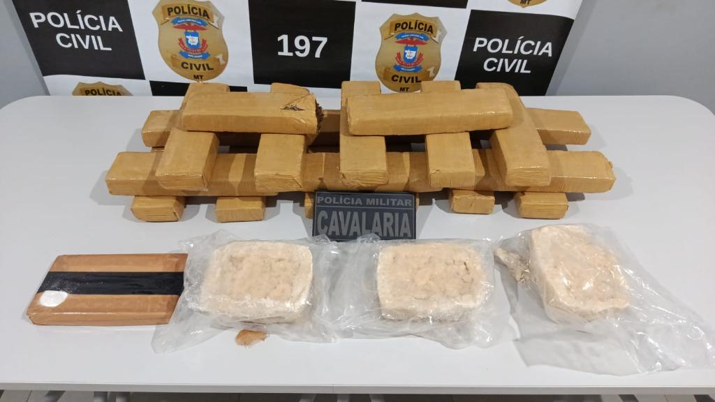 Cavalaria da PM intercepta 23 quilos de drogas e prende dois suspeitos em Matupá