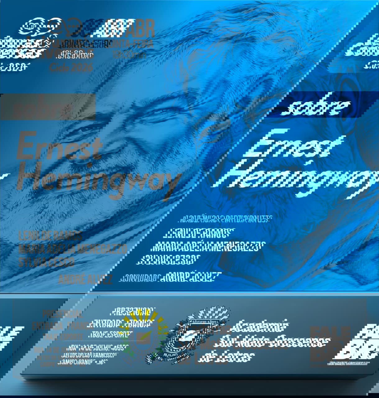 Academia Sul-Mato-Grossense de Letras discute obra de Hemingway em encontro gratuito
